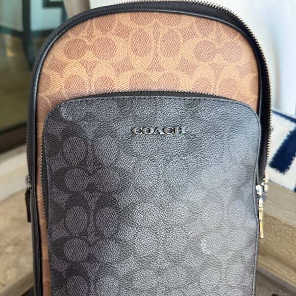 Coach Ethan Pack In Blocked Signature Canvas CZ394 Tan Charcoal Black - Picture 3 of 16